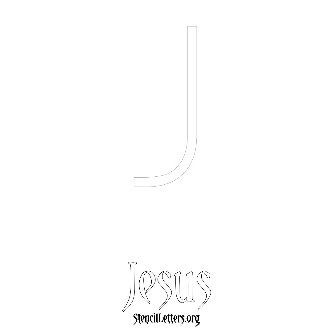 Jesus printable name initial stencil in Simple Elegant Lettering