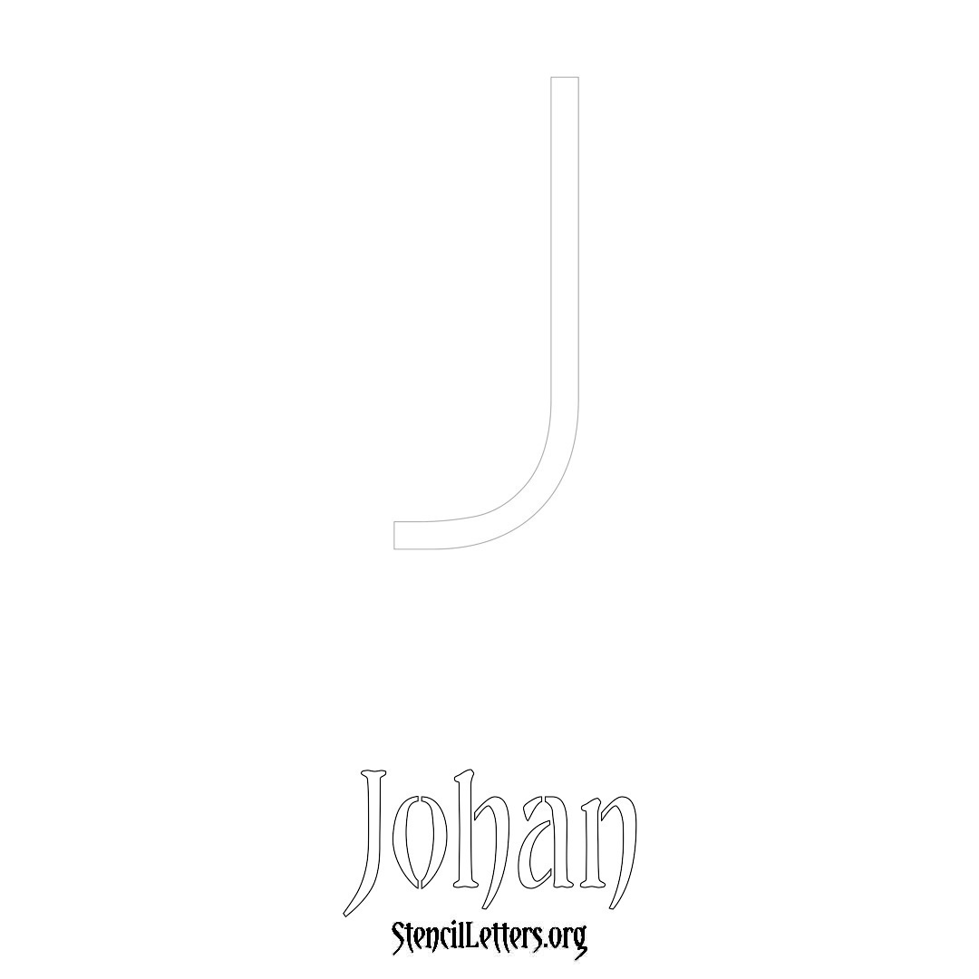 Johan printable name initial stencil in Simple Elegant Lettering