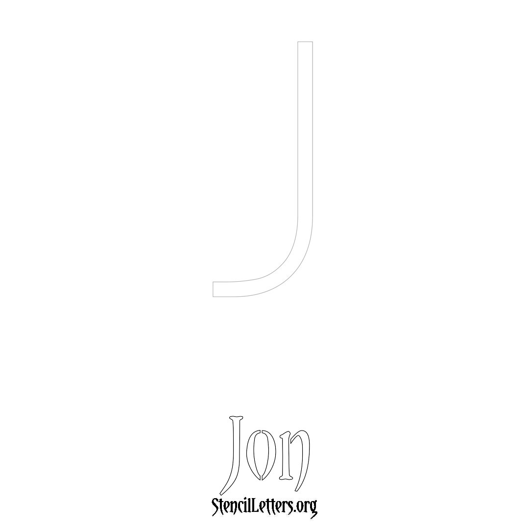 Jon printable name initial stencil in Simple Elegant Lettering