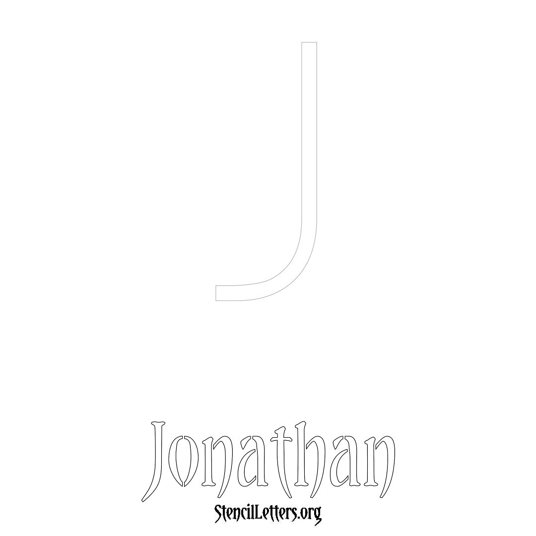 Jonathan printable name initial stencil in Simple Elegant Lettering