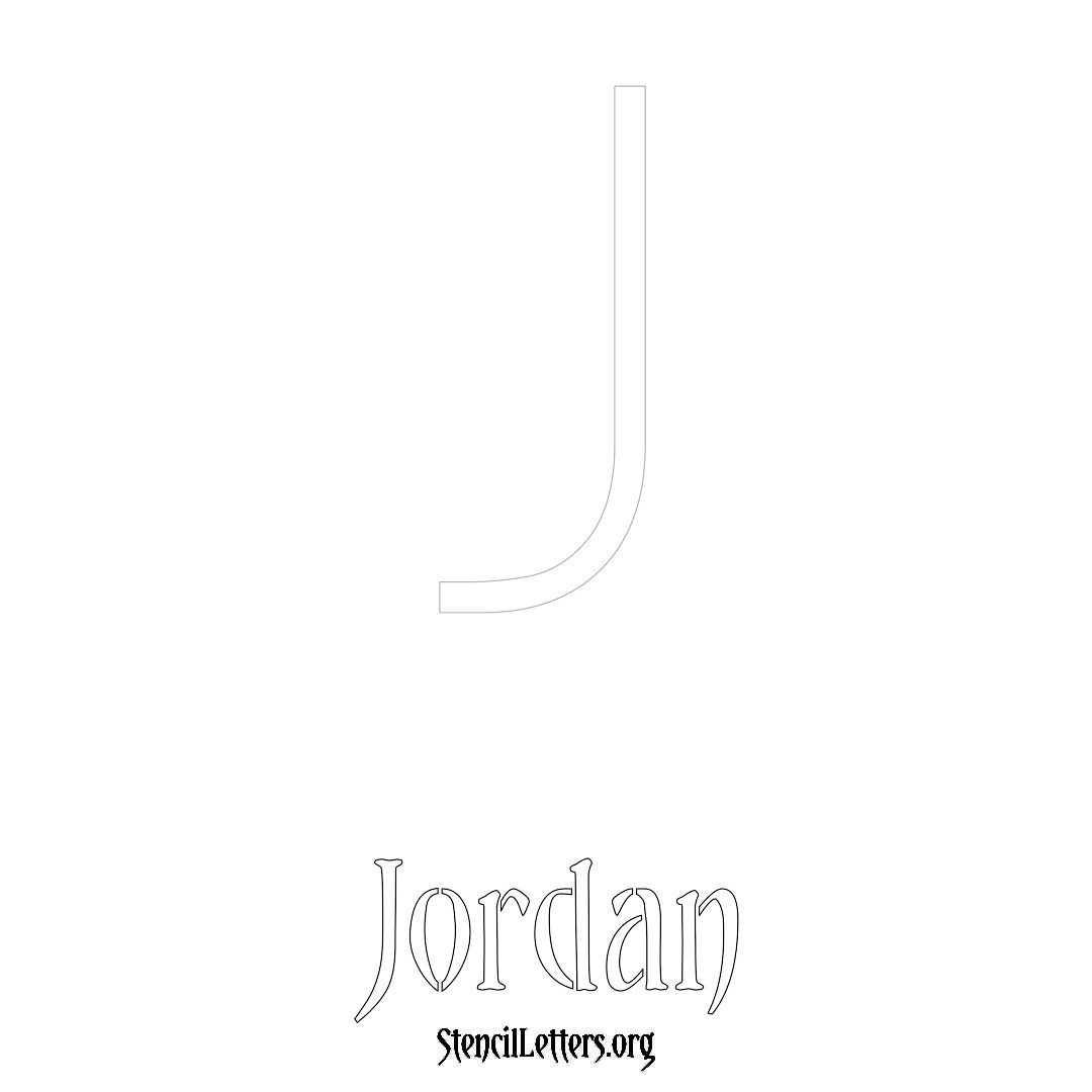 Jordan printable name initial stencil in Simple Elegant Lettering