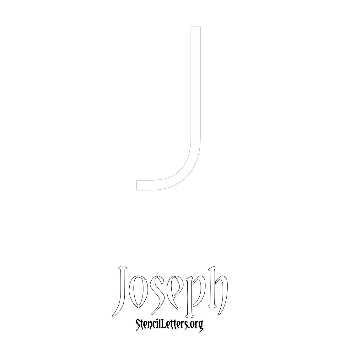 Joseph printable name initial stencil in Simple Elegant Lettering