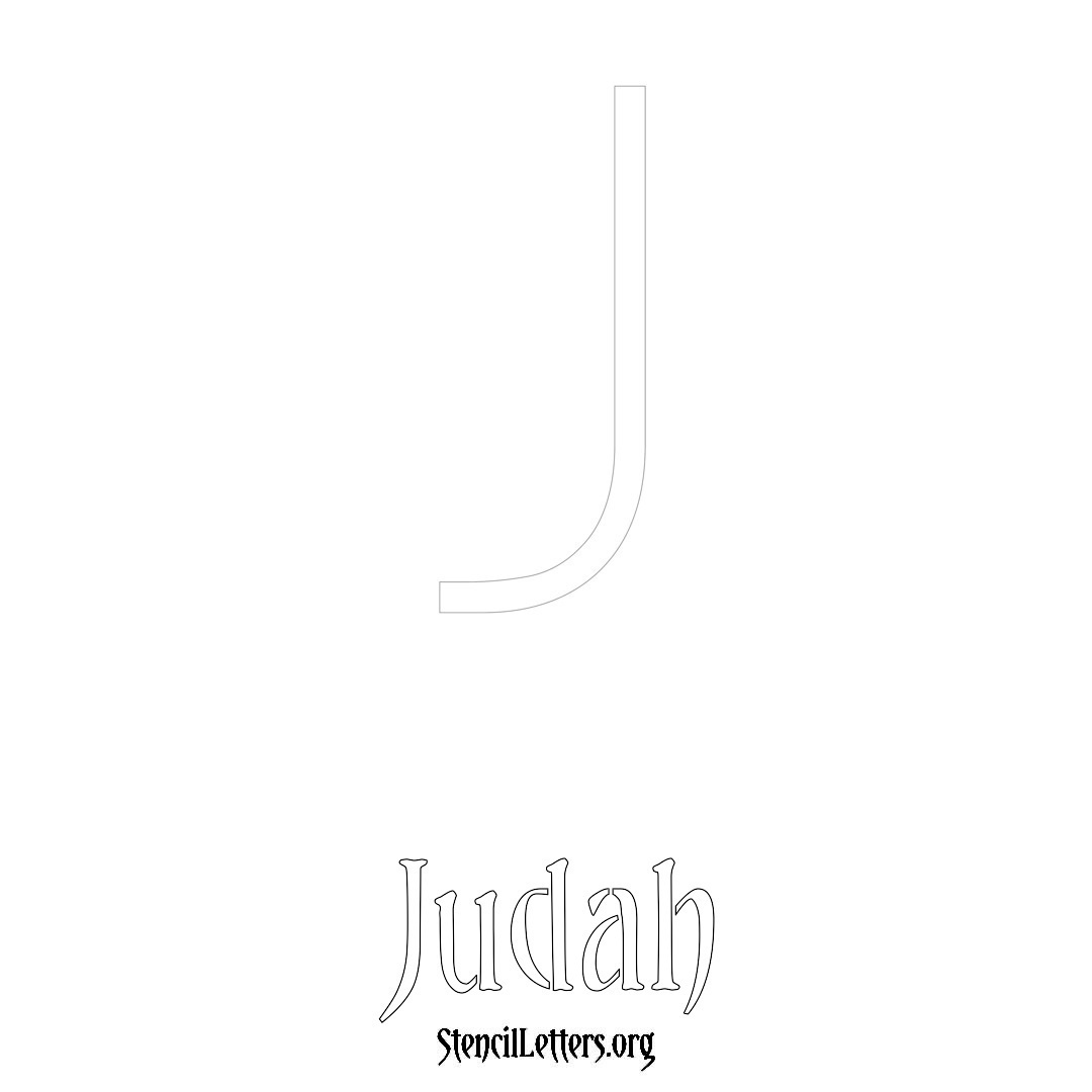 Judah printable name initial stencil in Simple Elegant Lettering