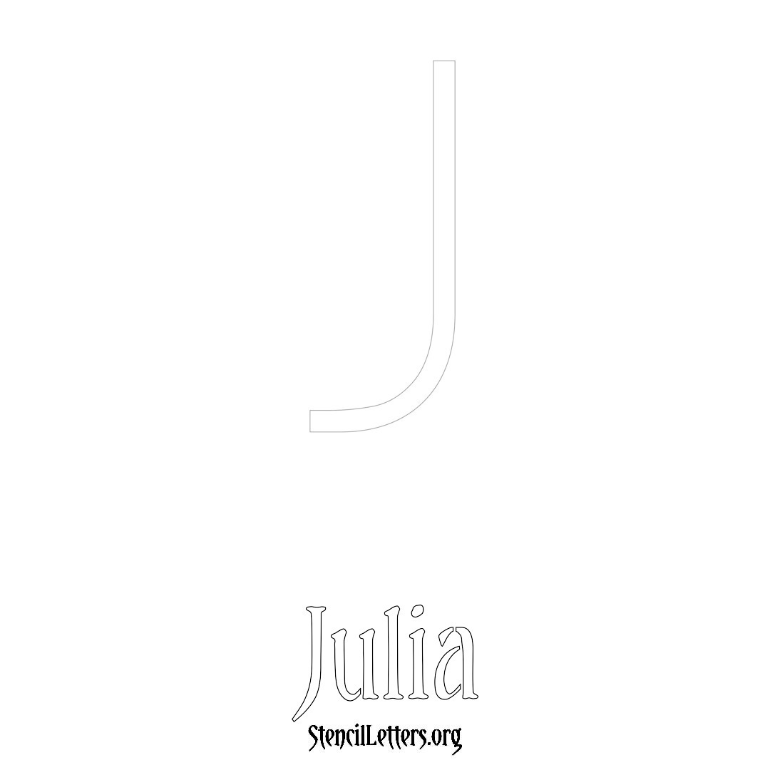 Julia printable name initial stencil in Simple Elegant Lettering