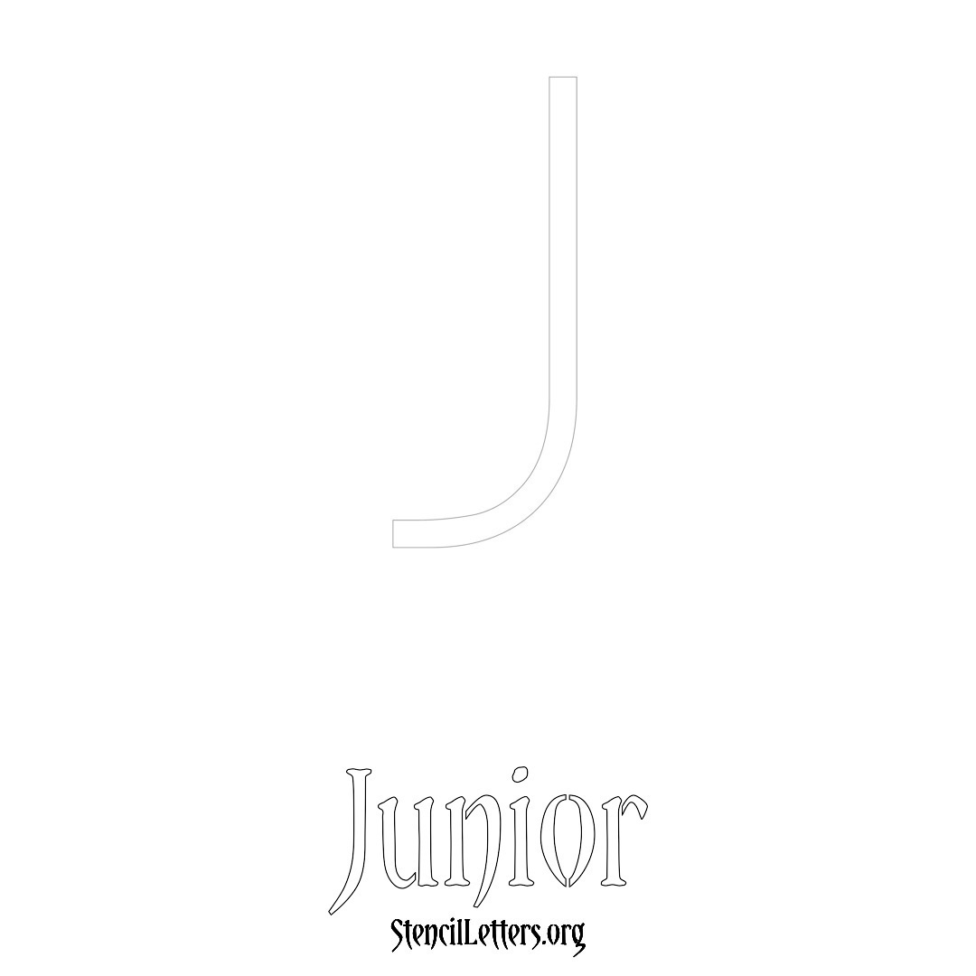 Junior printable name initial stencil in Simple Elegant Lettering