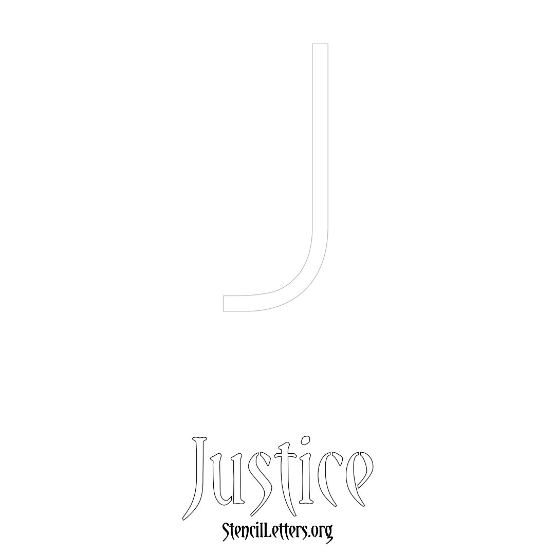 Justice printable name initial stencil in Simple Elegant Lettering