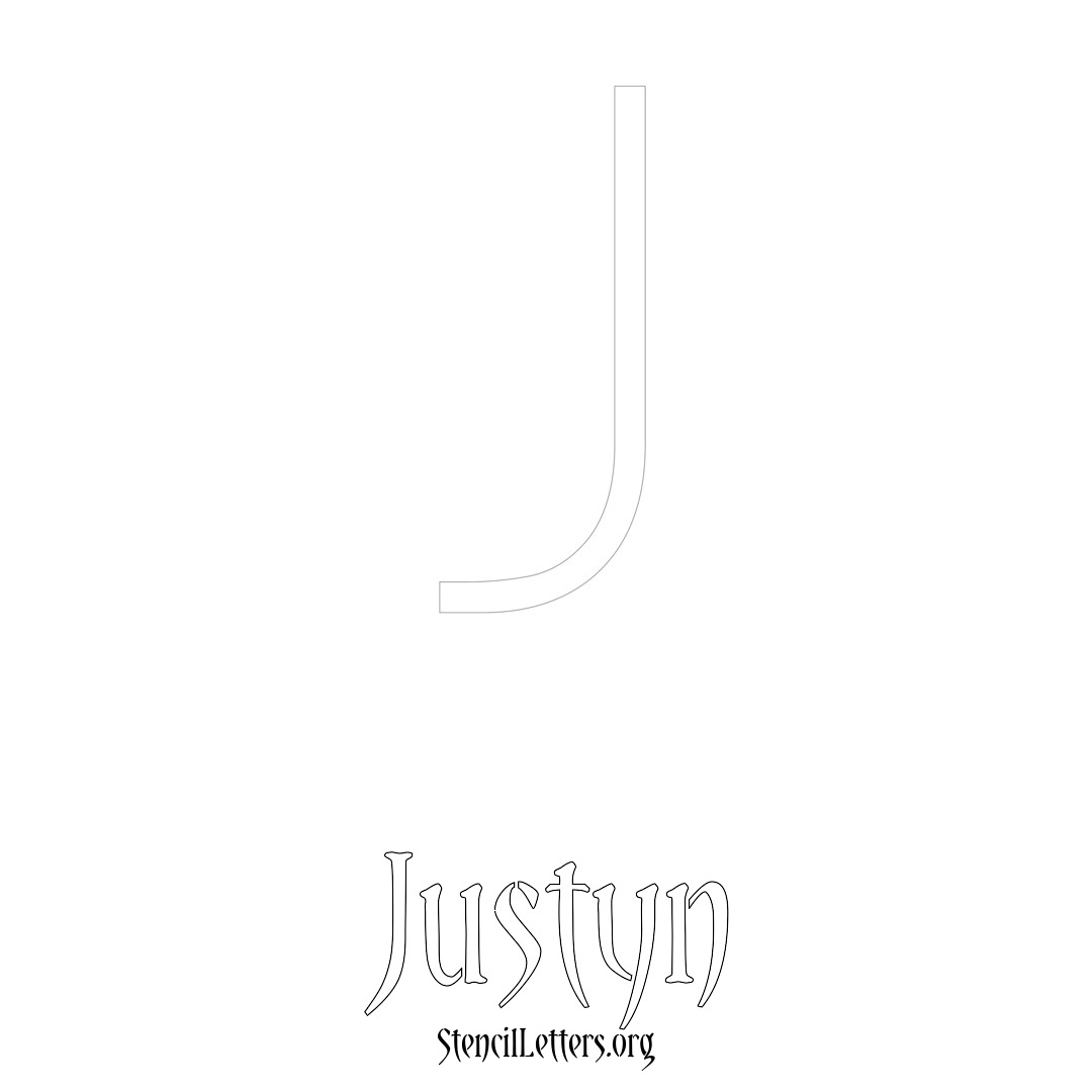 Justyn printable name initial stencil in Simple Elegant Lettering