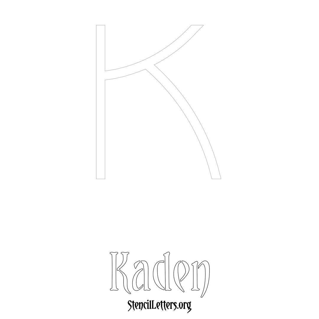 Kaden printable name initial stencil in Simple Elegant Lettering