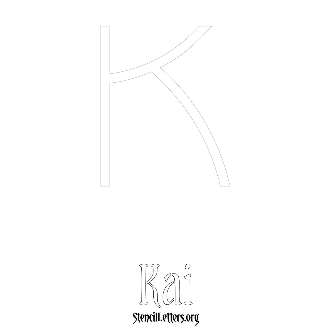 Kai printable name initial stencil in Simple Elegant Lettering