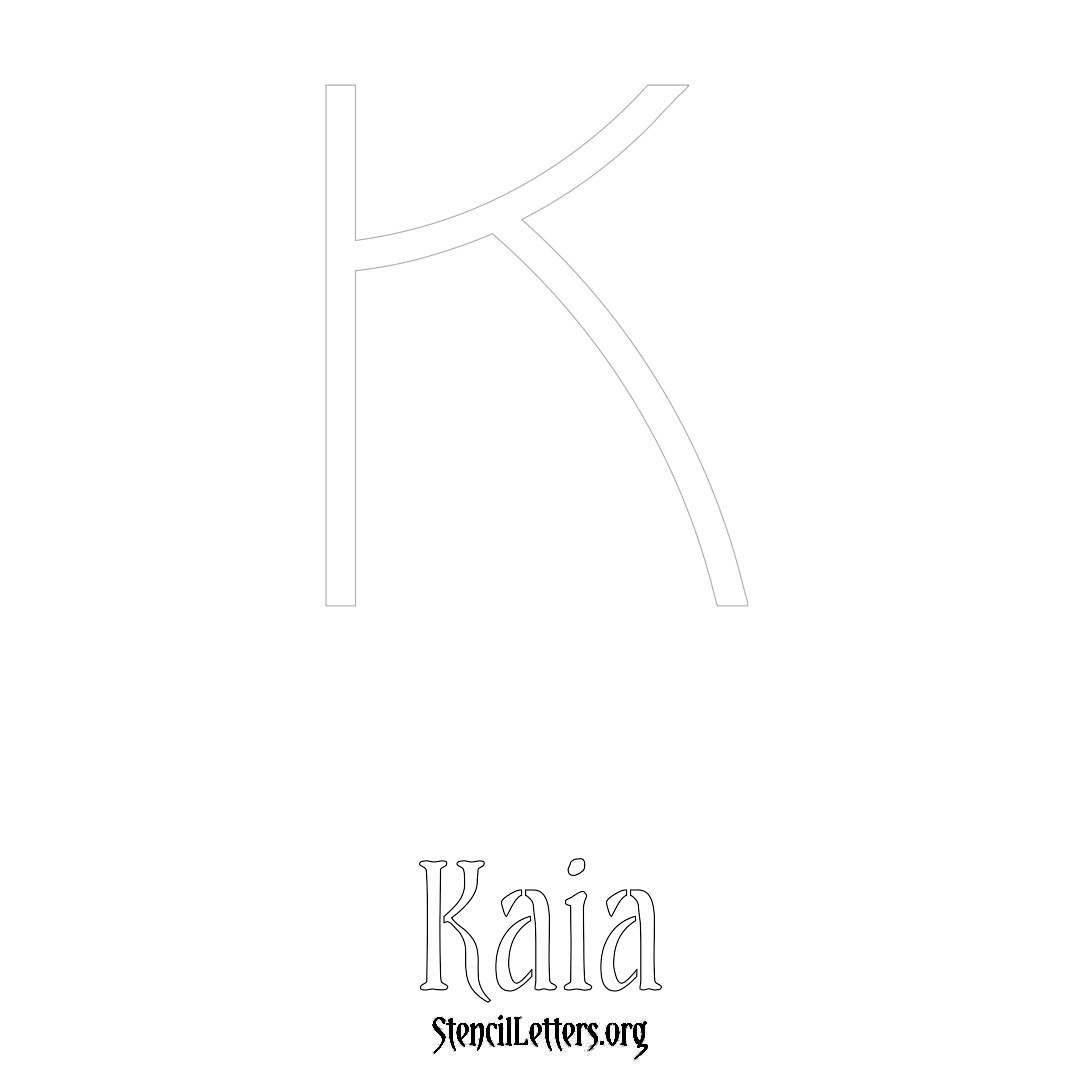 Kaia printable name initial stencil in Simple Elegant Lettering