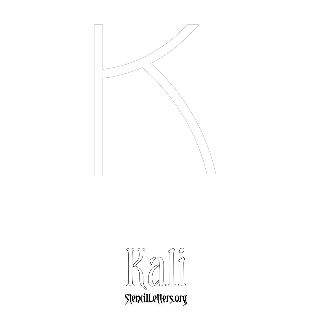 Kali printable name initial stencil in Simple Elegant Lettering