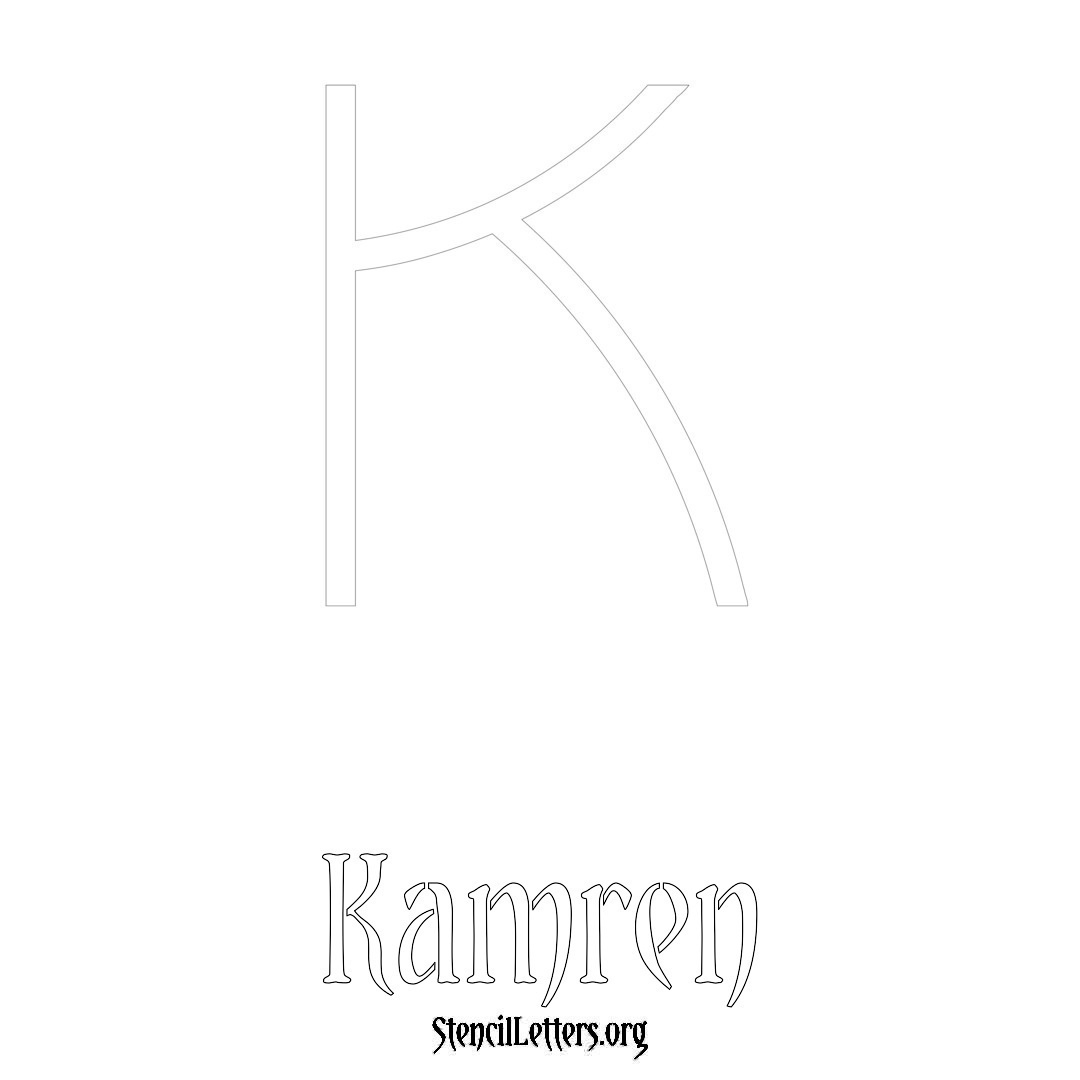 Kamren printable name initial stencil in Simple Elegant Lettering