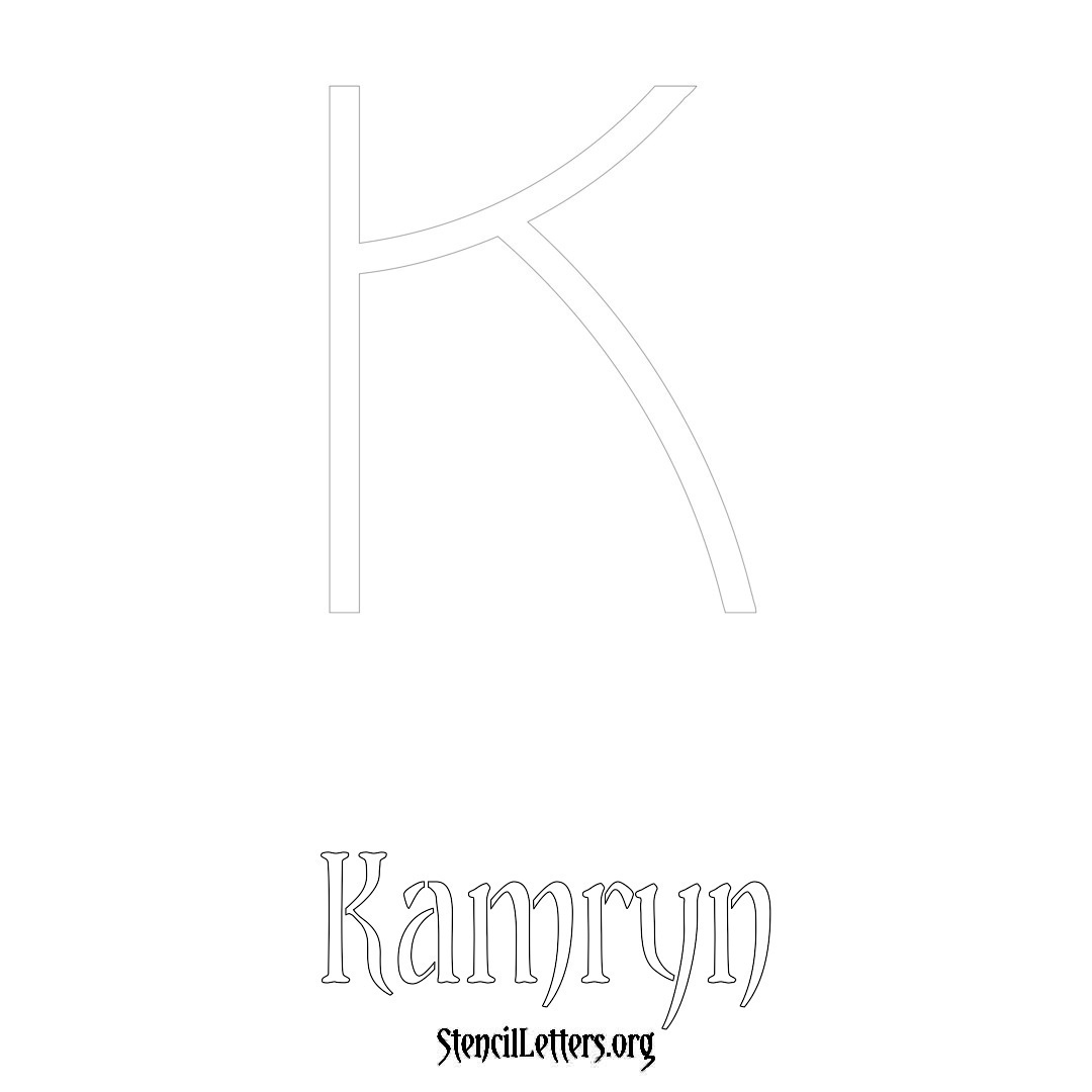 Kamryn printable name initial stencil in Simple Elegant Lettering