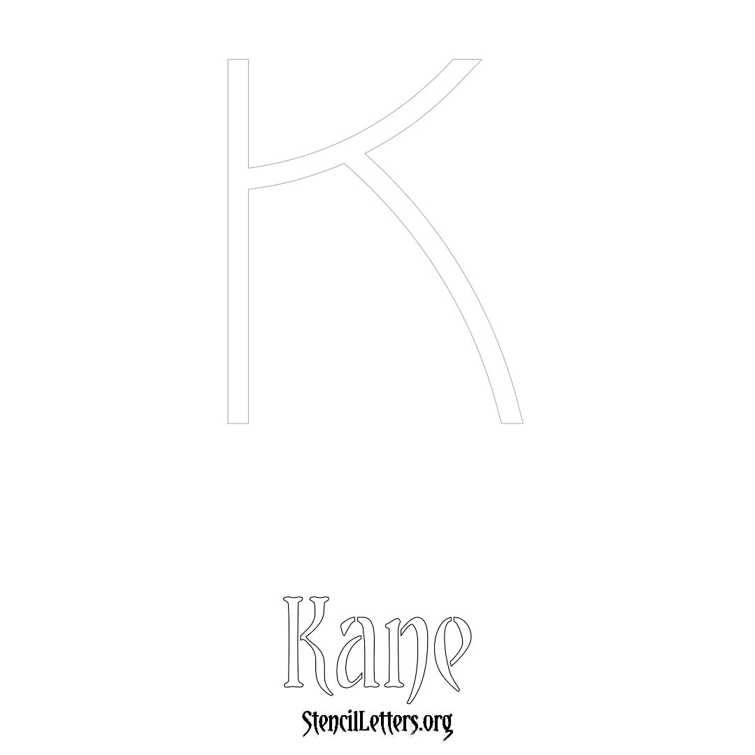 Kane printable name initial stencil in Simple Elegant Lettering