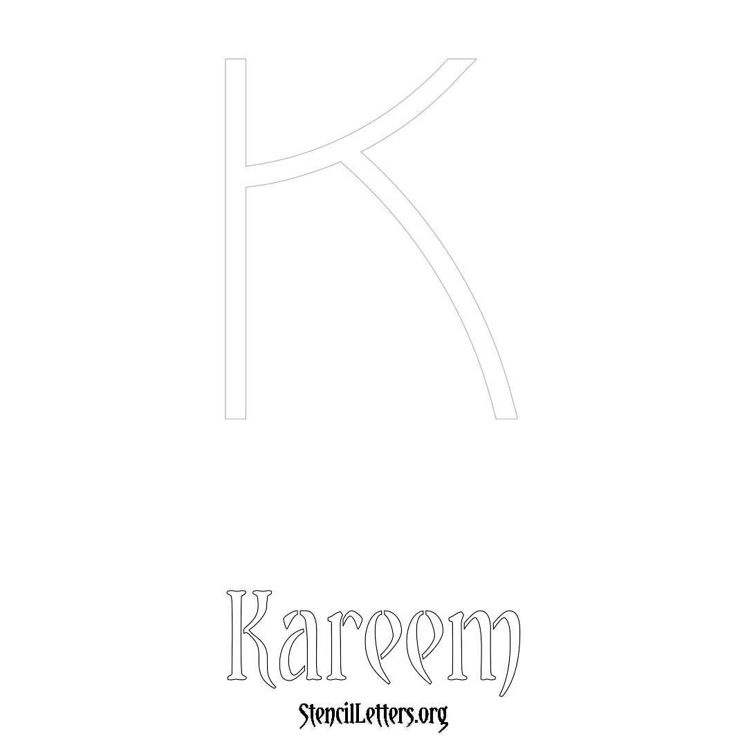 Kareem printable name initial stencil in Simple Elegant Lettering