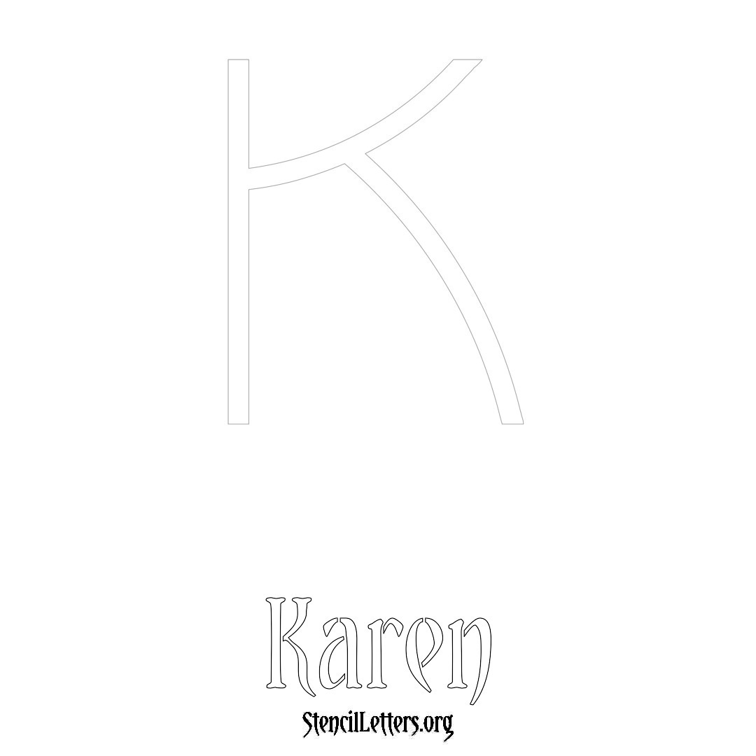 Karen printable name initial stencil in Simple Elegant Lettering