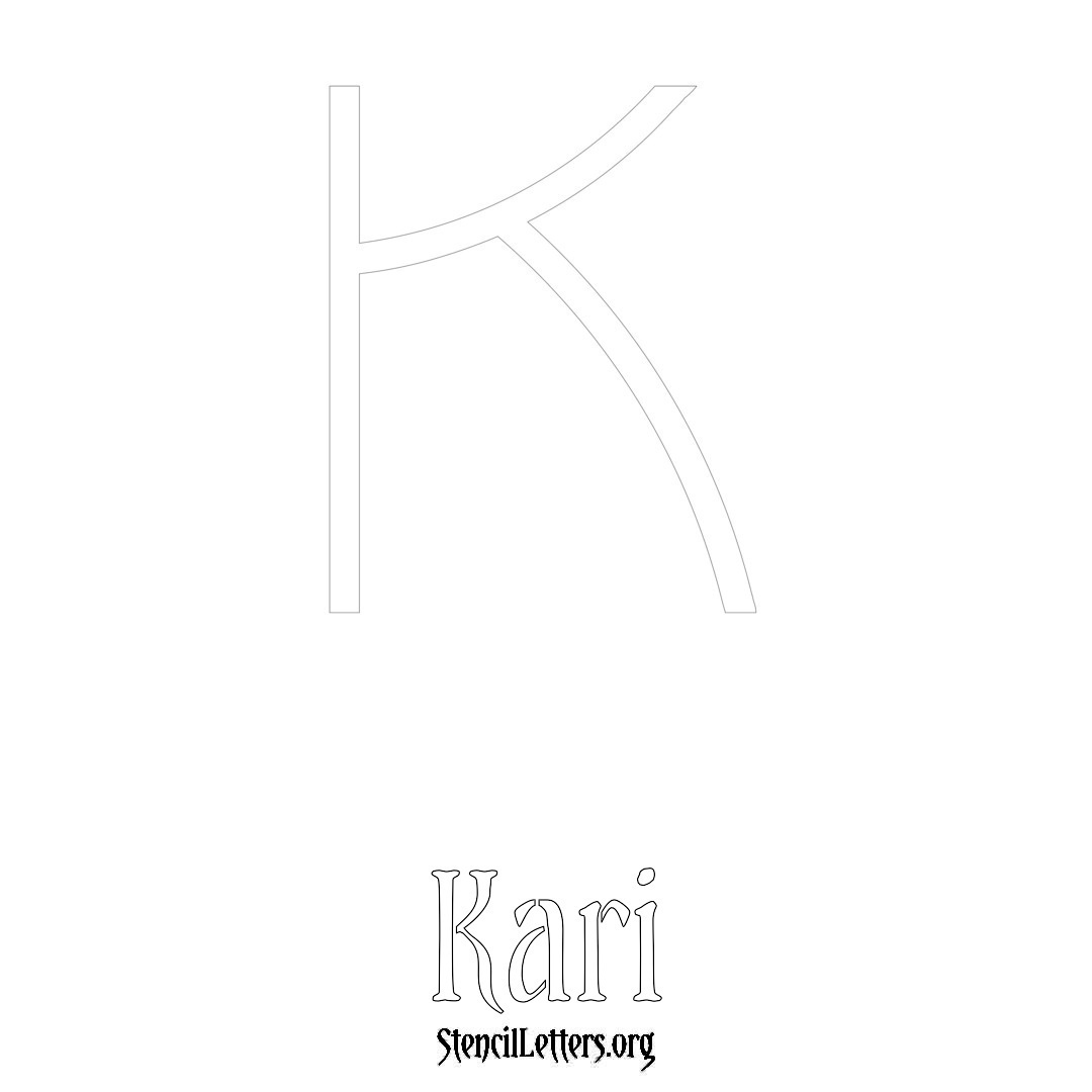 Kari printable name initial stencil in Simple Elegant Lettering