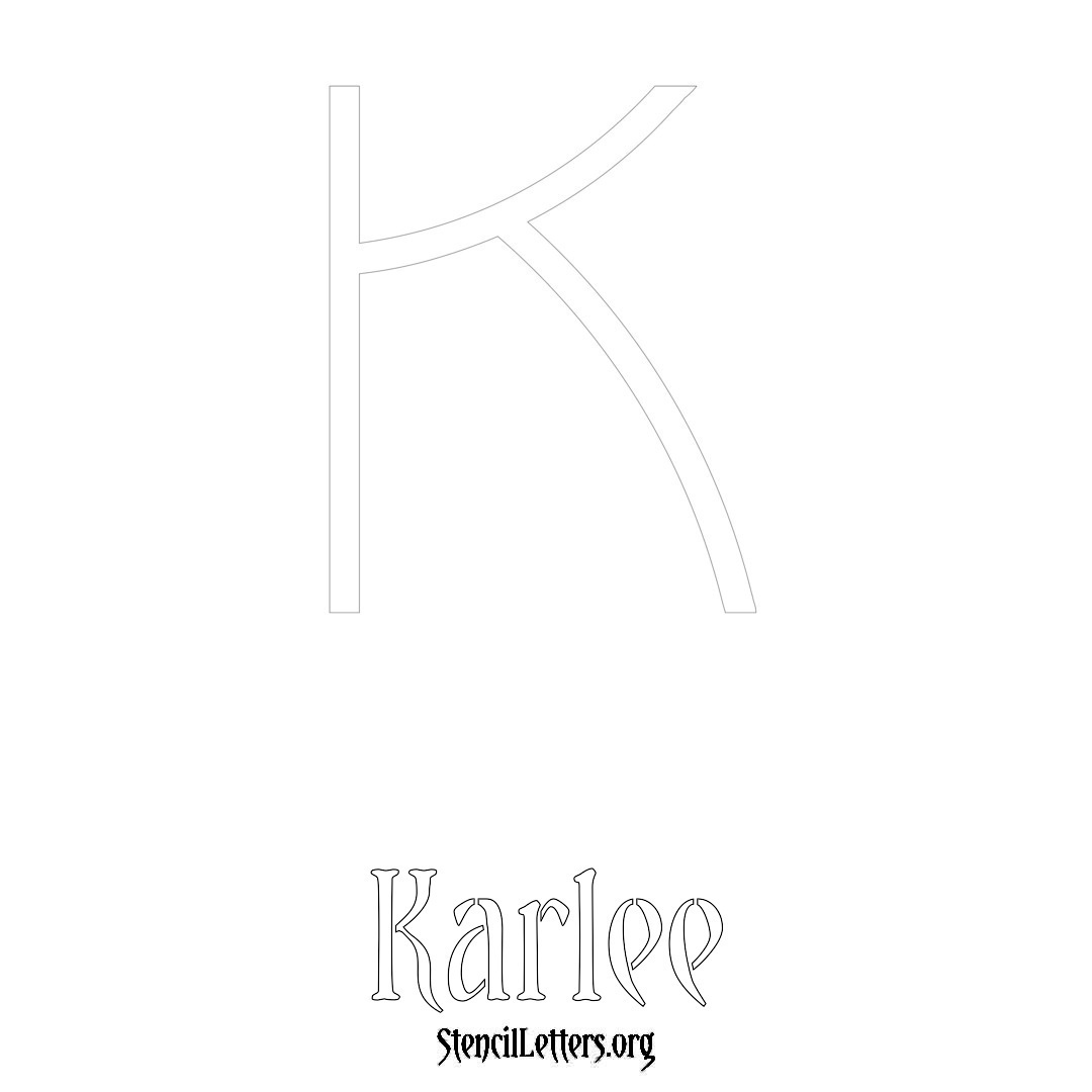 Karlee printable name initial stencil in Simple Elegant Lettering