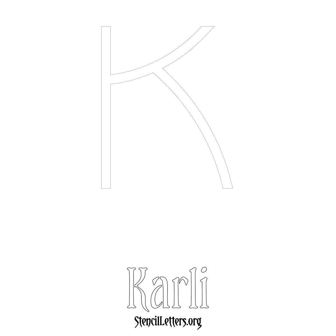 Karli printable name initial stencil in Simple Elegant Lettering