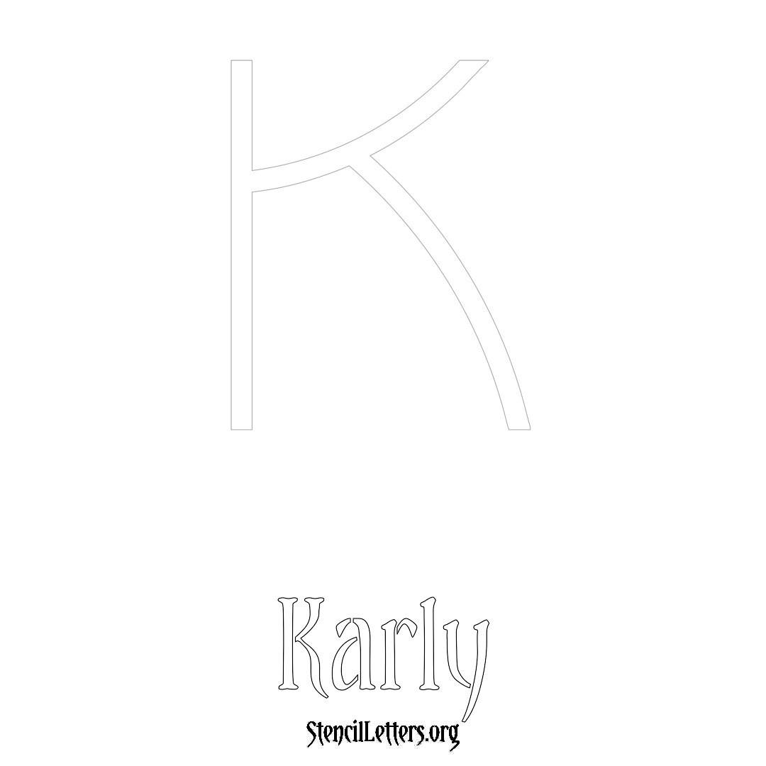 Karly printable name initial stencil in Simple Elegant Lettering