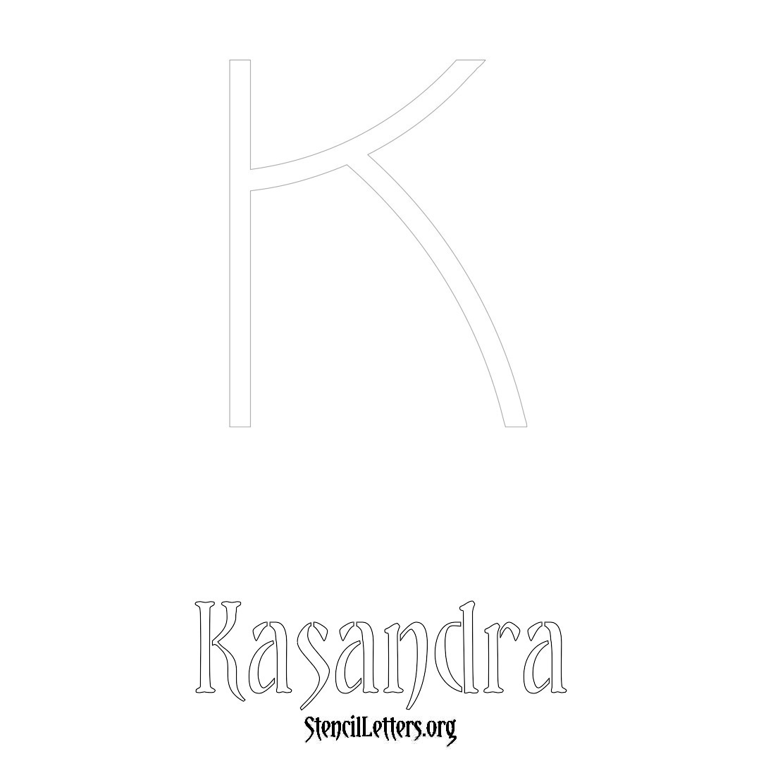 Kasandra printable name initial stencil in Simple Elegant Lettering