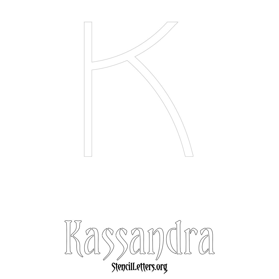 Kassandra printable name initial stencil in Simple Elegant Lettering