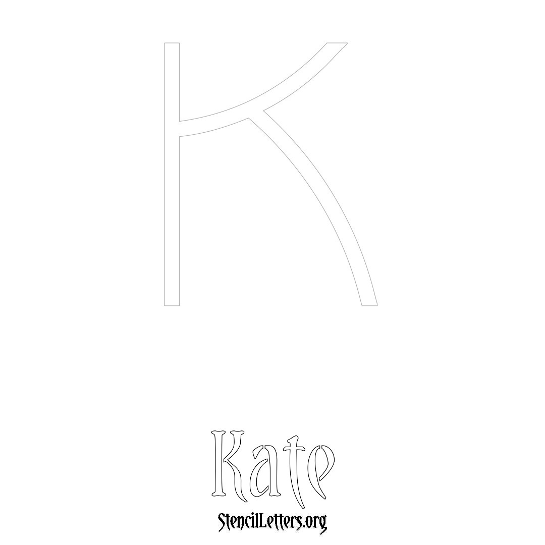 Kate printable name initial stencil in Simple Elegant Lettering