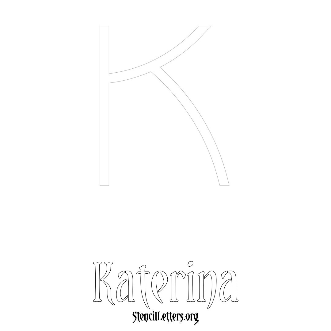 Katerina printable name initial stencil in Simple Elegant Lettering