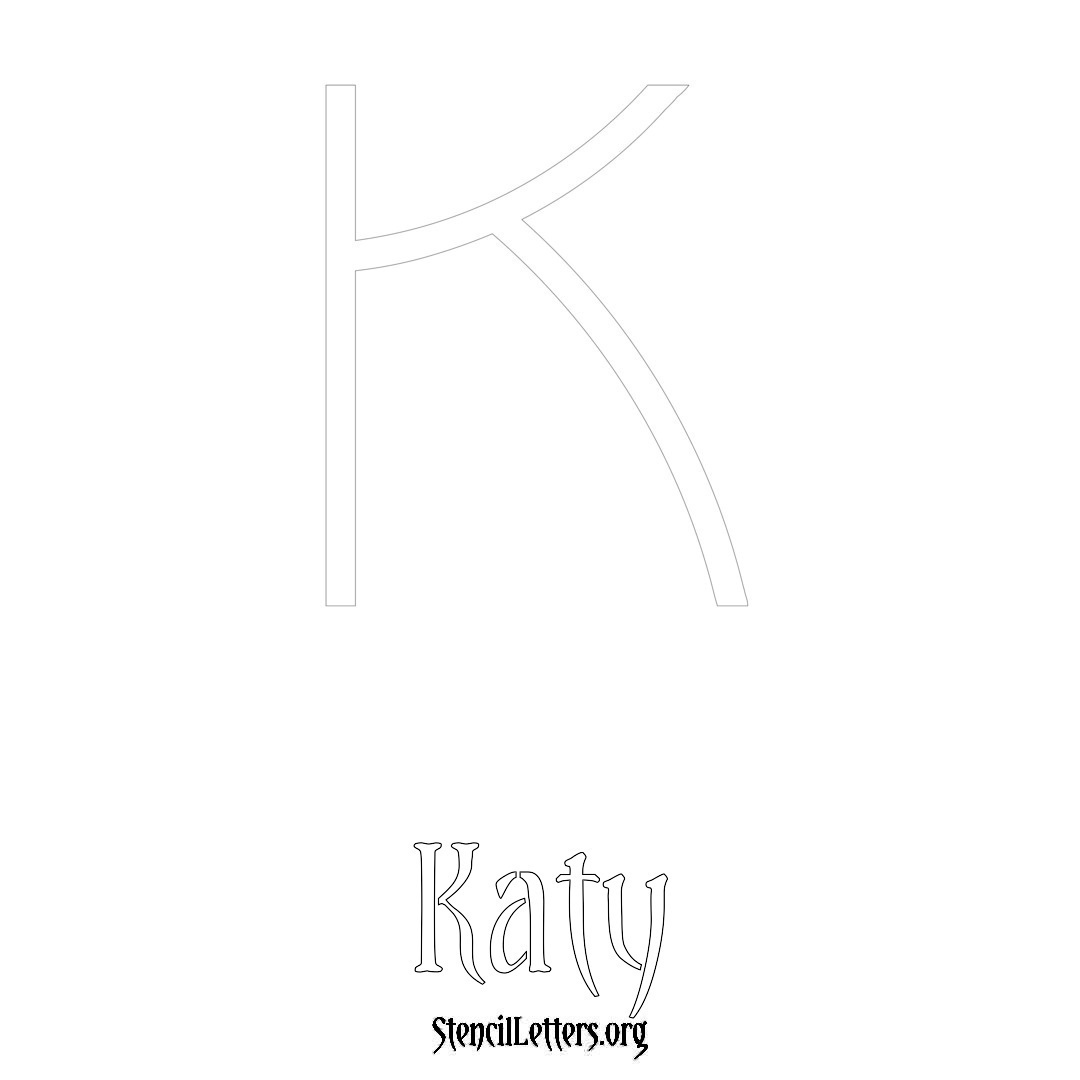 Katy printable name initial stencil in Simple Elegant Lettering