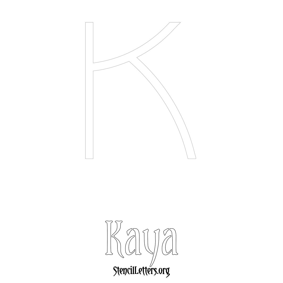 Kaya printable name initial stencil in Simple Elegant Lettering