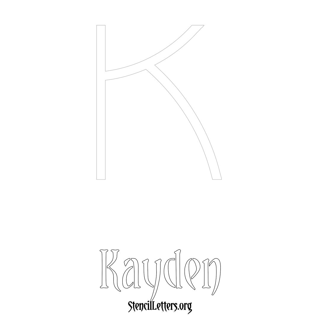 Kayden printable name initial stencil in Simple Elegant Lettering