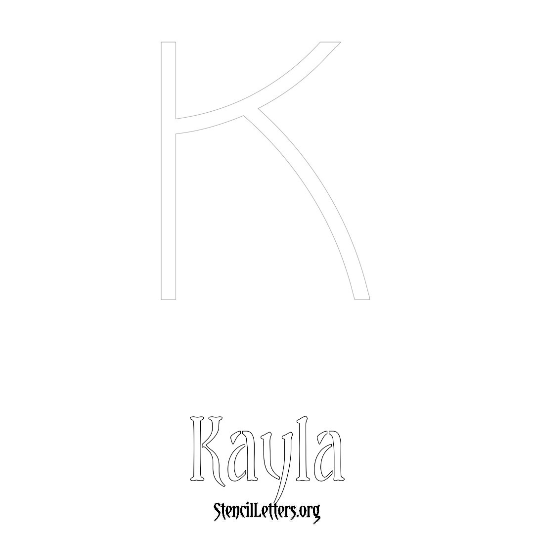 Kayla printable name initial stencil in Simple Elegant Lettering