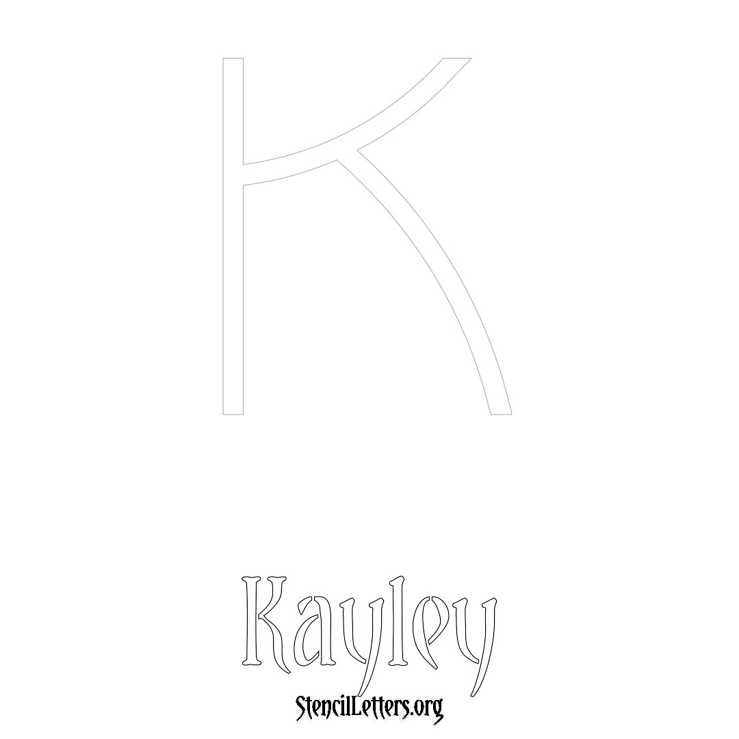 Kayley printable name initial stencil in Simple Elegant Lettering