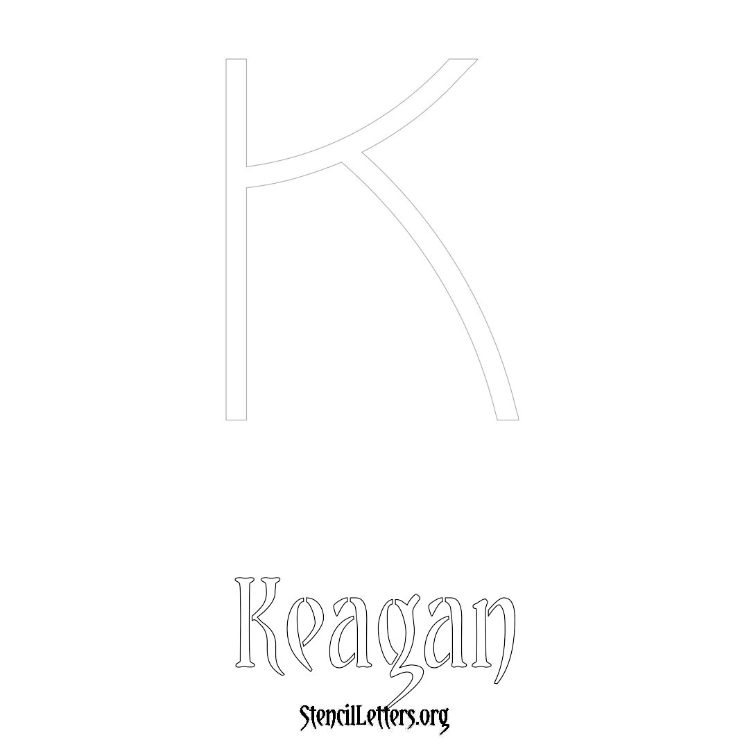 Keagan printable name initial stencil in Simple Elegant Lettering