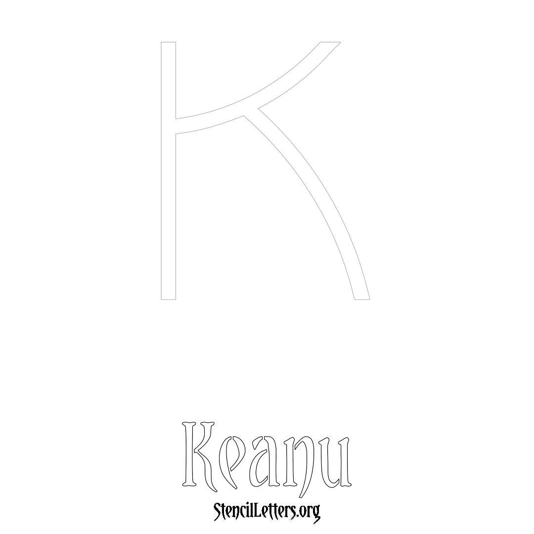 Keanu printable name initial stencil in Simple Elegant Lettering