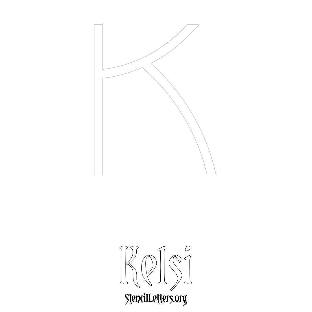 Kelsi printable name initial stencil in Simple Elegant Lettering