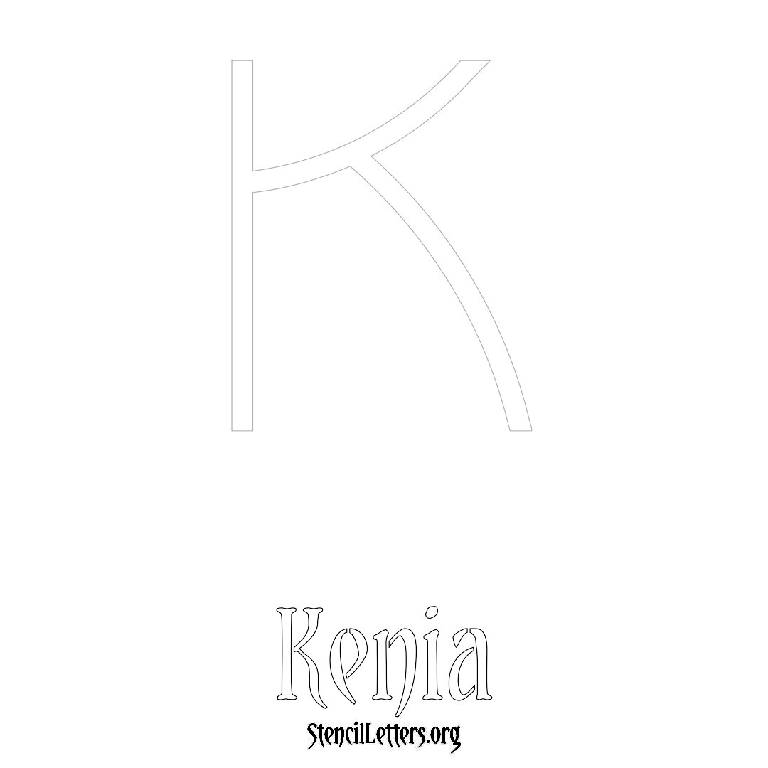 Kenia printable name initial stencil in Simple Elegant Lettering