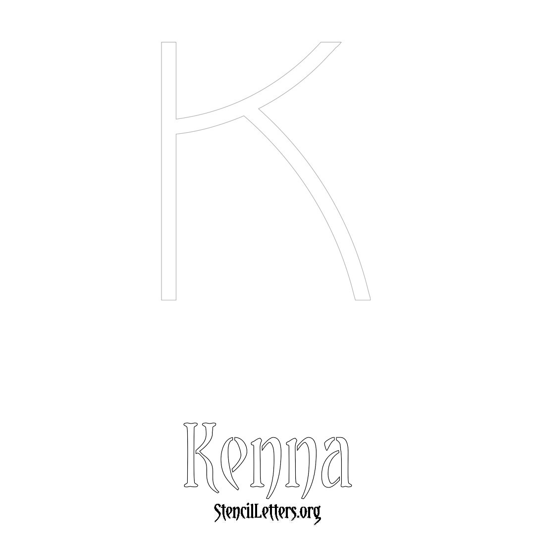 Kenna printable name initial stencil in Simple Elegant Lettering