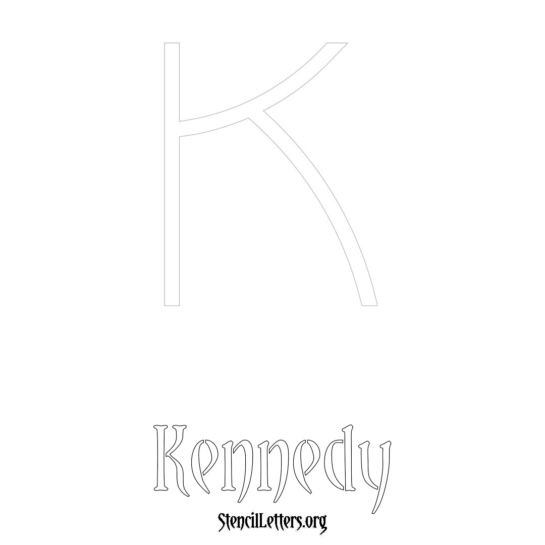 Kennedy printable name initial stencil in Simple Elegant Lettering