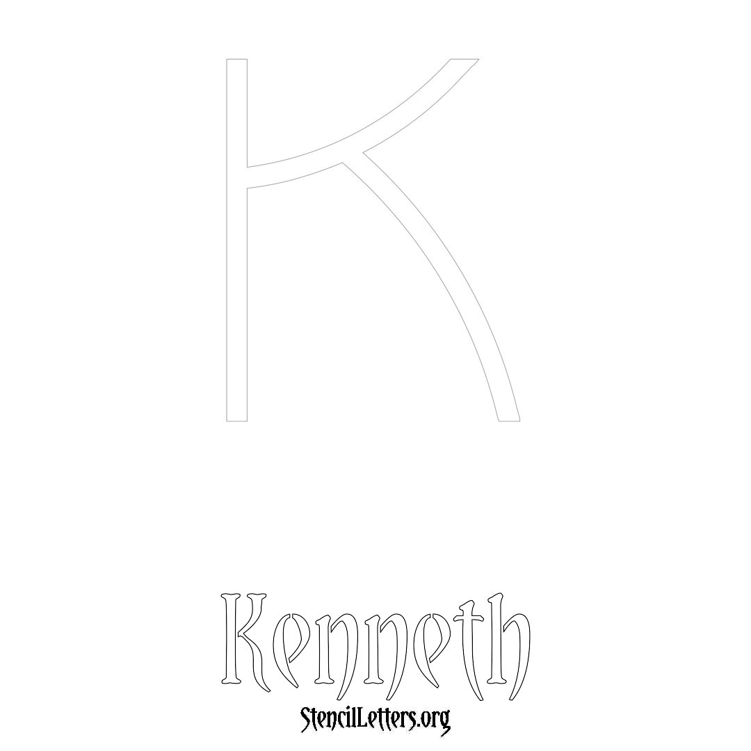 Kenneth printable name initial stencil in Simple Elegant Lettering