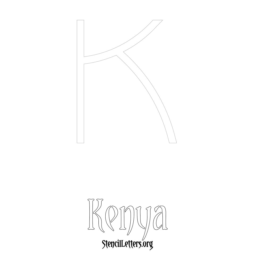Kenya printable name initial stencil in Simple Elegant Lettering