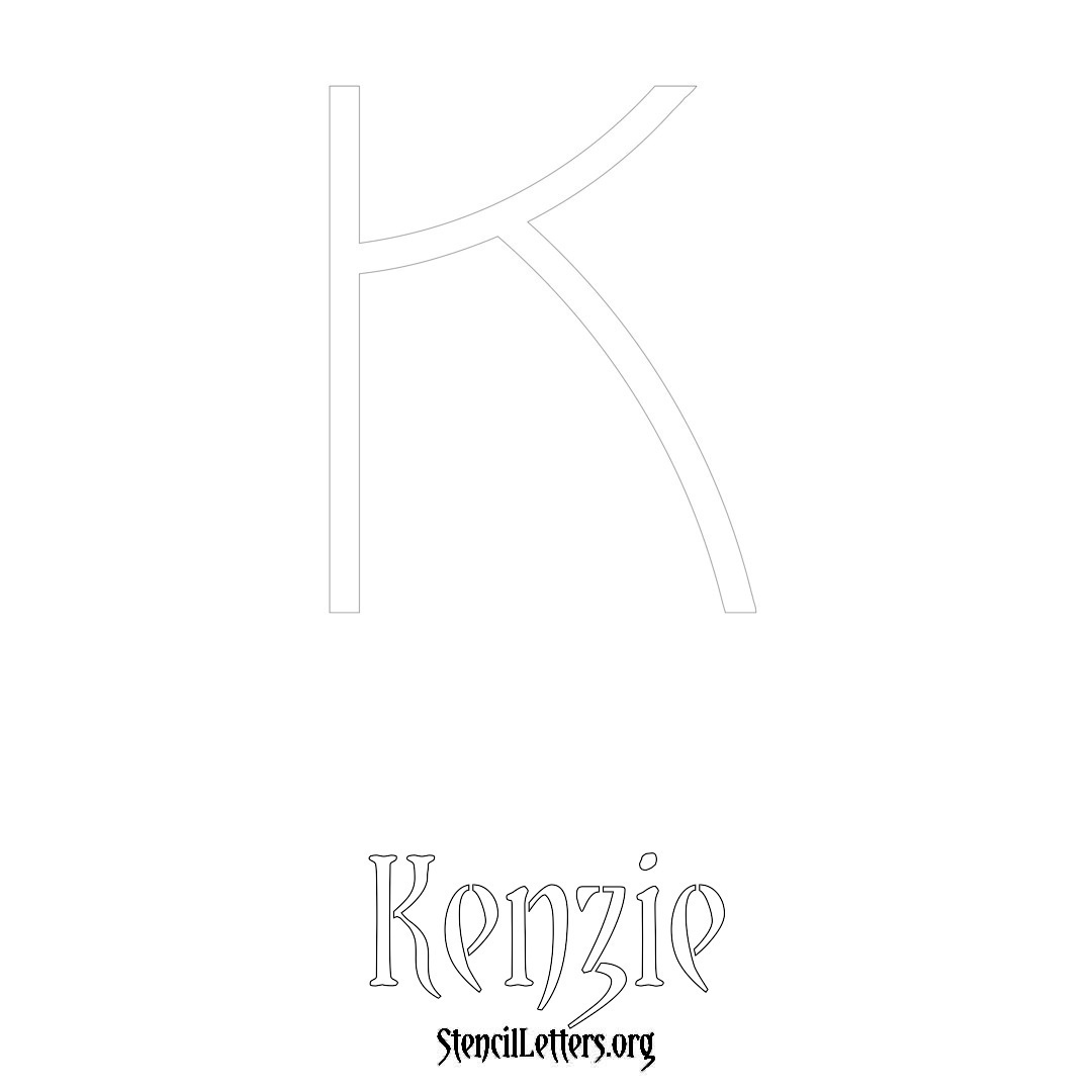 Kenzie printable name initial stencil in Simple Elegant Lettering