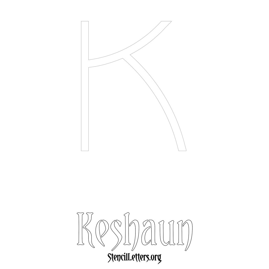 Keshaun printable name initial stencil in Simple Elegant Lettering