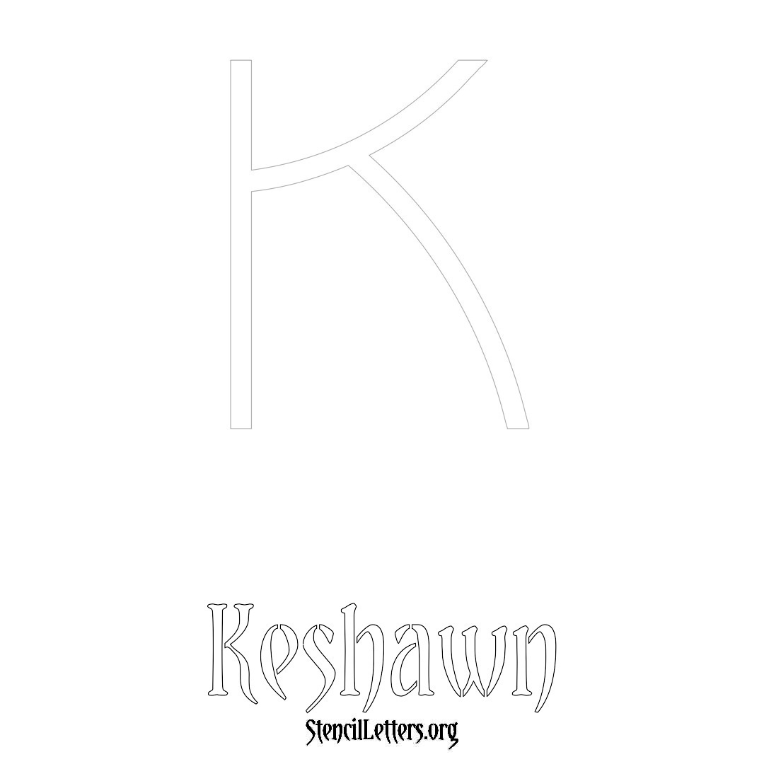 Keshawn printable name initial stencil in Simple Elegant Lettering