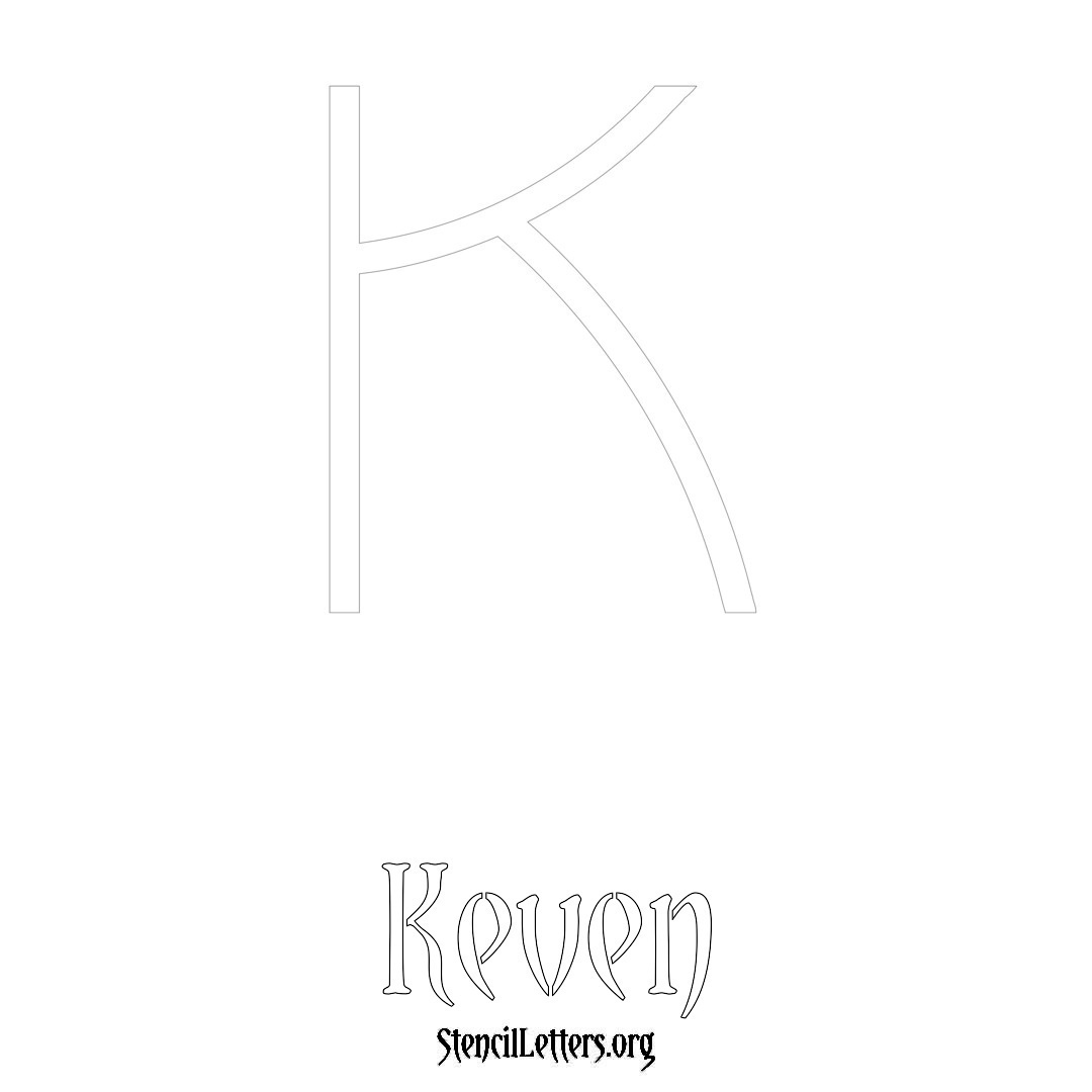 Keven printable name initial stencil in Simple Elegant Lettering