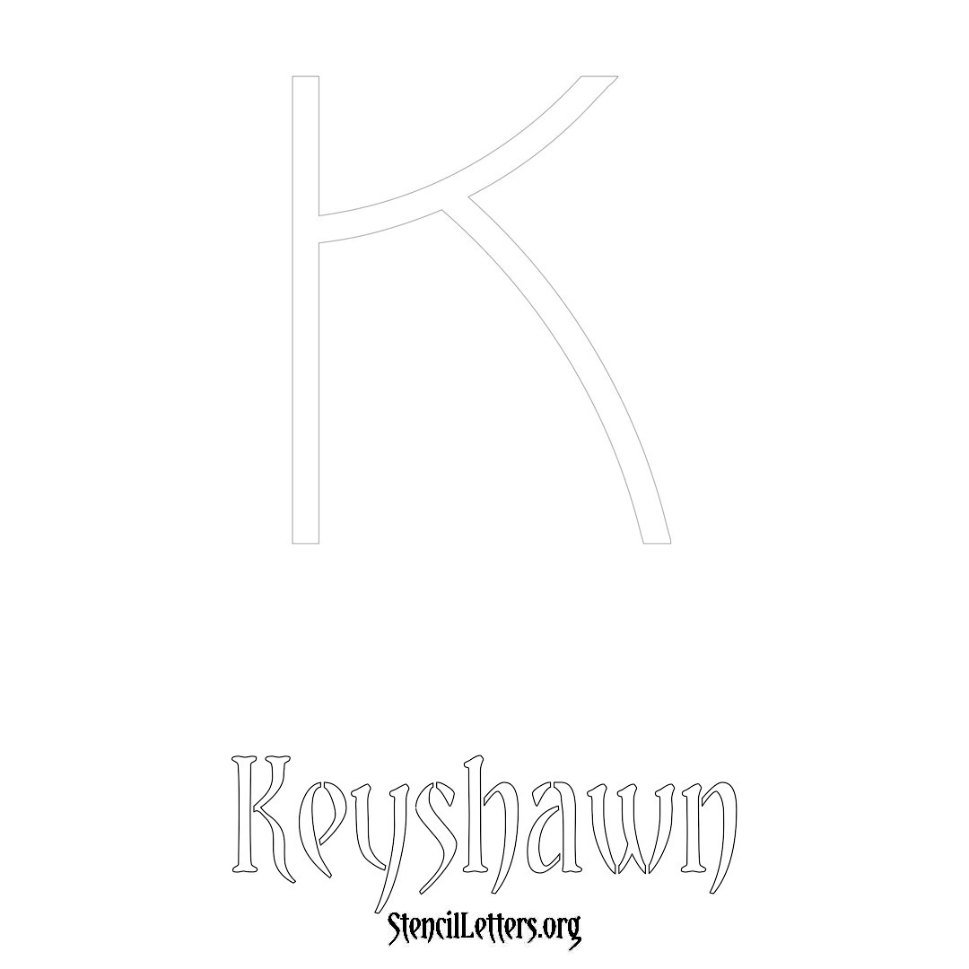 Keyshawn printable name initial stencil in Simple Elegant Lettering