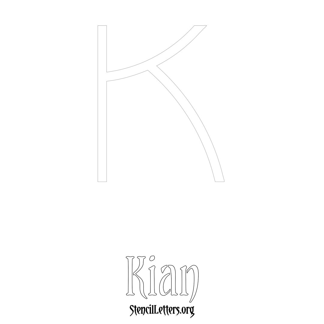 Kian printable name initial stencil in Simple Elegant Lettering