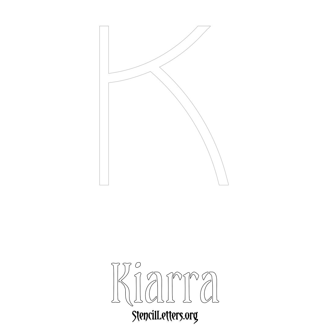 Kiarra printable name initial stencil in Simple Elegant Lettering