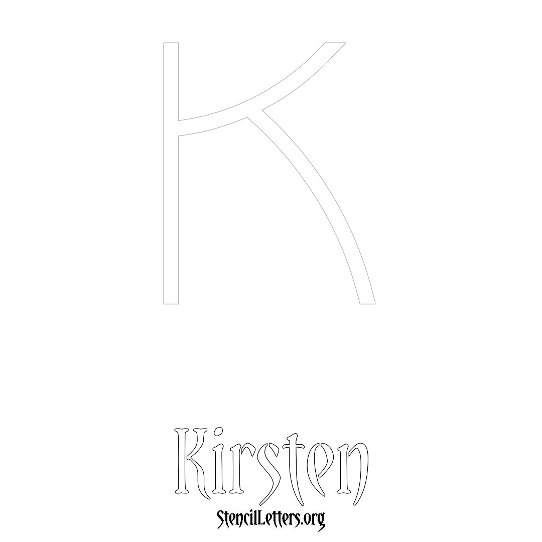 Kirsten printable name initial stencil in Simple Elegant Lettering