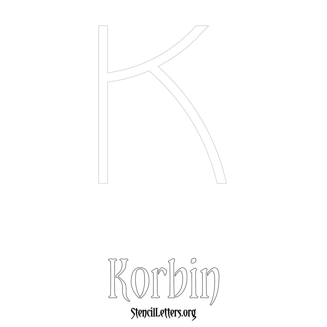 Korbin printable name initial stencil in Simple Elegant Lettering